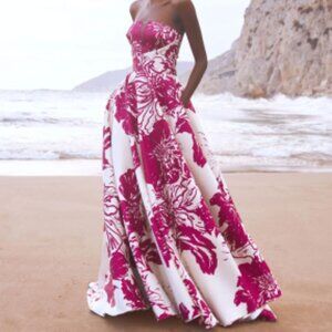 Print 151 PARTY EDİT BY PRONOVİAS Berry Print Mikado Bridesmaid Dress, Size 6